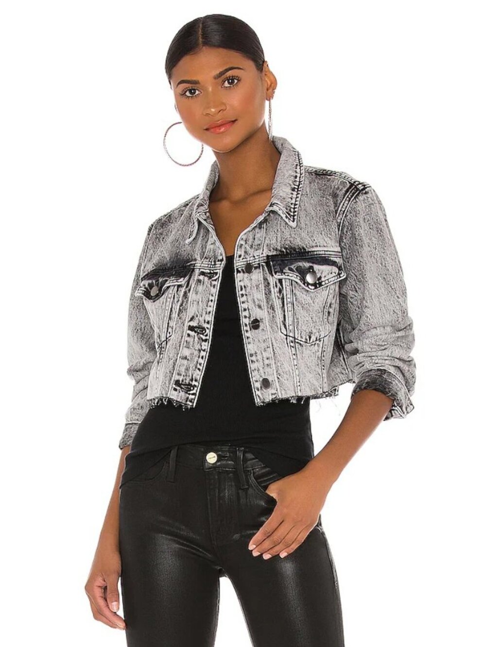 NWT Frame x Revolve Ultra Crop Jacket in Vendome - Distressed, Raw Hem - Small
